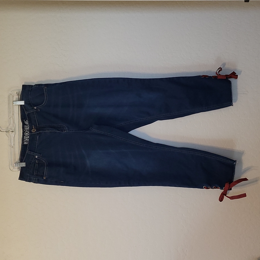 Hydraulic Nolita Mid Rise Med Wash Curvy Ankle Skinny Jeans Plus Size 14